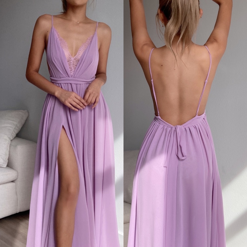 Michael Costello lavender gown